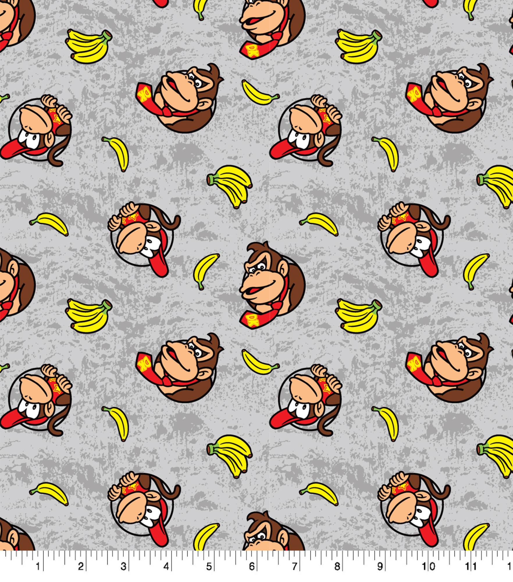 Nintendo Donkey Kong Diddy Badges Cotton Fabric